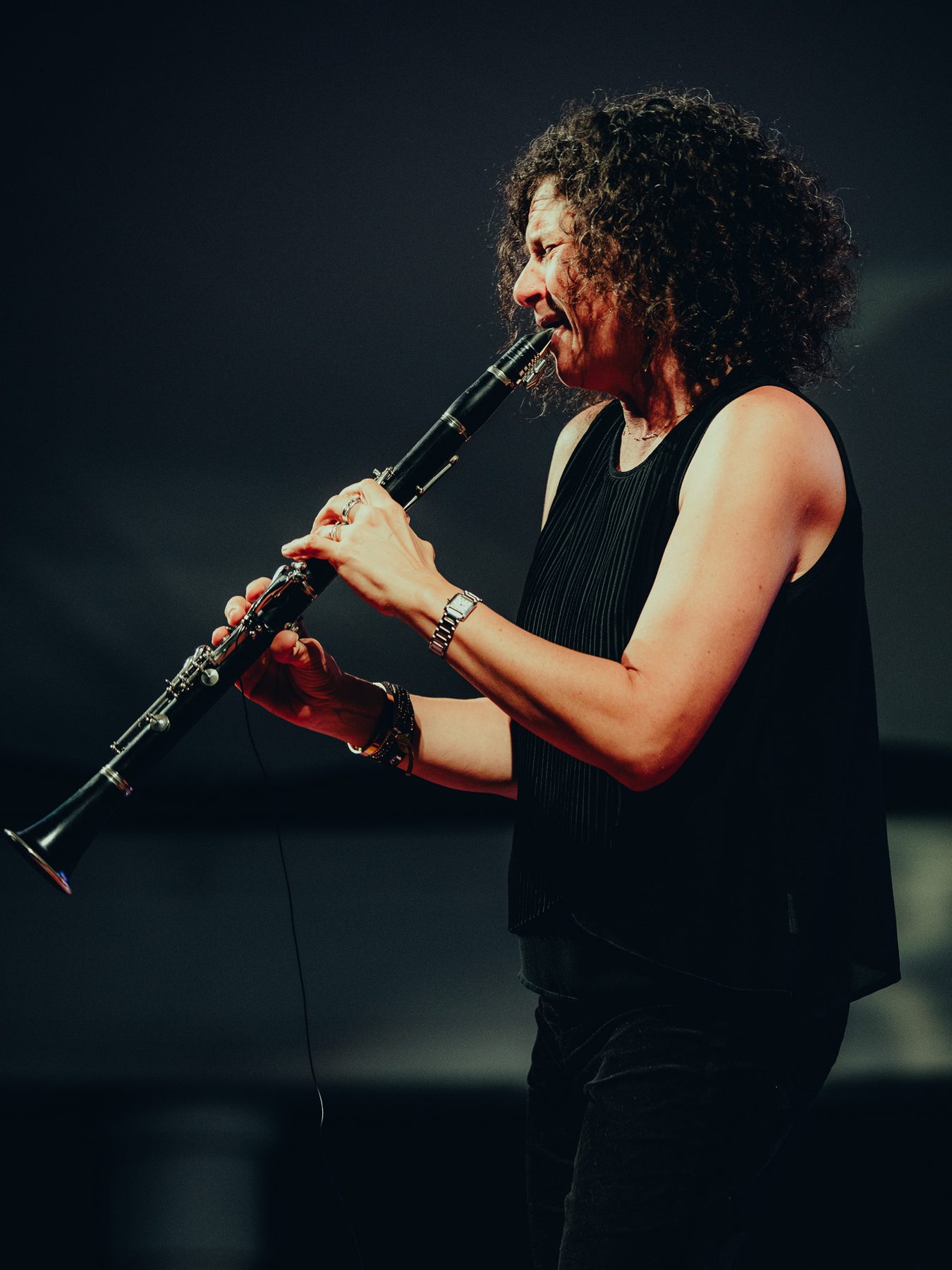 Saxophonist in close profile